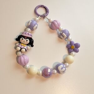Kuromi Purple Beaded Wristlet Charm / Phone Chain / Bag Charm
